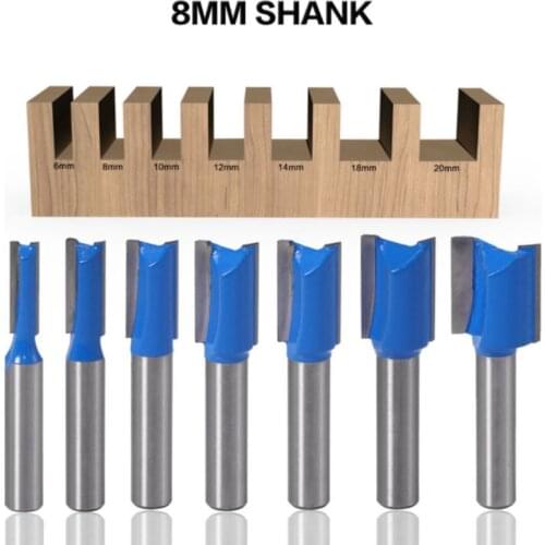 1PC 8mm Shank Straight Woodworking Router Bit Set Wood Cutter 6-20mm Cutting Diameter Carpenter Milling Cutter Woodworking Tool