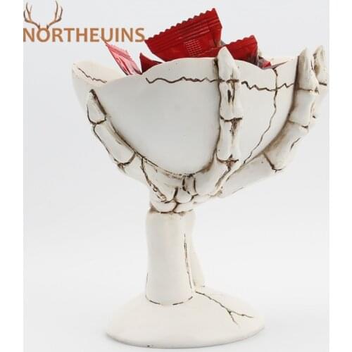 NORTHEUINS Resin Skeleton Hand Bone Storage Figurines White Crack Statues Creative Desk Accessories Room Decoration Object Gifts