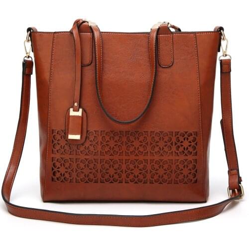 2020 New Handbags Women PU Hollow Handbags Fashion Large Capacity Portable Womens Bags Shoulder Messenger Bag Multi-Functional