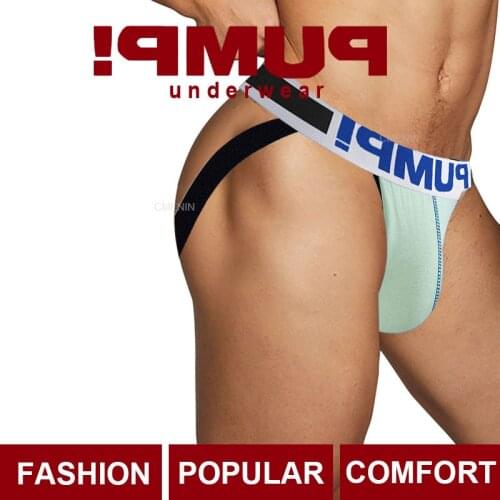 New Fashion Gay Men Sexy Underwear Thong Men Jockstrap LOGO Men Lingerie Mens Thongs And G strings Top