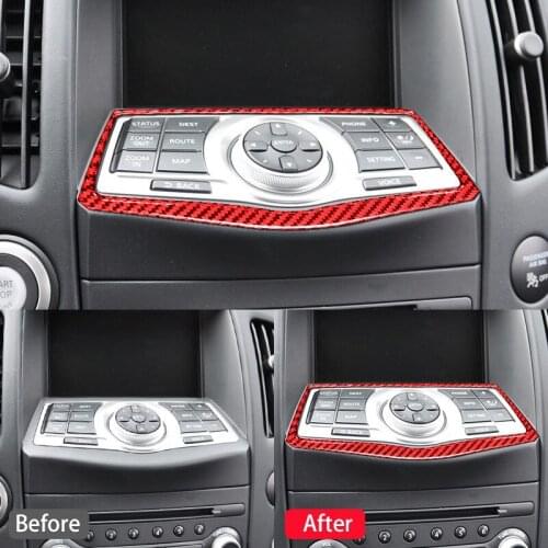 For Nissan 370Z 2009-2020 Carbon Fiber Navigation GPS Control Panel Trim Cover Interior Accessories