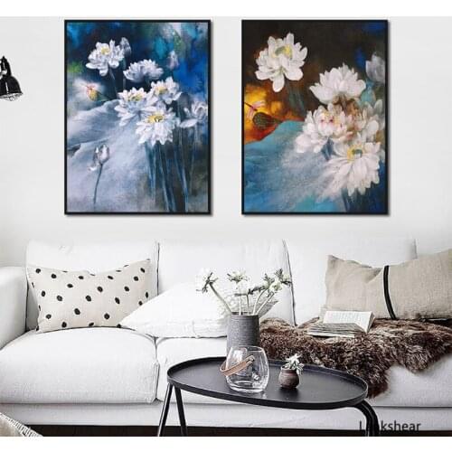 Oil Posters Lotus Flower Modular Print Pictures Wall Art Canvas Paintings Home Decoration For Living Room No Frame Artwork