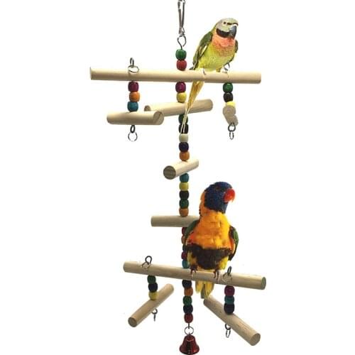 Bird Hanging Toy Wooden Beads Sticks Parrot Toy Bird Chewing Toy Parrot Hammock Toy Bird Chewing Toy Bird Supplies Pet Products