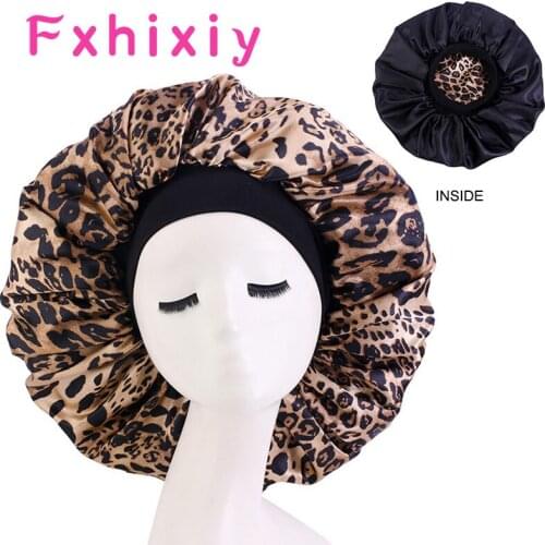 Casual Big Size Elasticity Wide-Brimmed Women Turban Hat Large Silk Bonnet Sleep Cap Bonnet Women Turban Hat Hair Accessories
