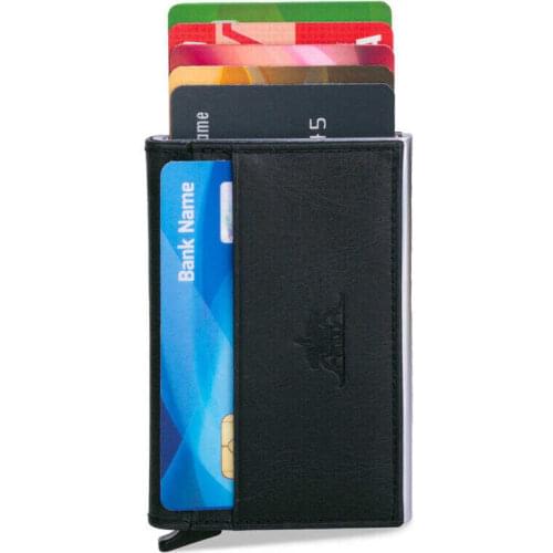 Anitolia Genuine Crazy Leather Practical Mechanical Card Holder Indigo