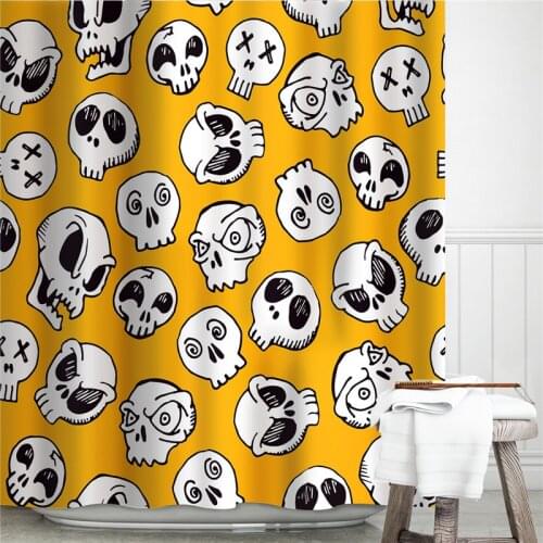 Cartoon Skull Bathroom Curtain Halloween Bath Decorative Waterproof Shower Curtain Polyester Fabric Festival Home Decor For Room