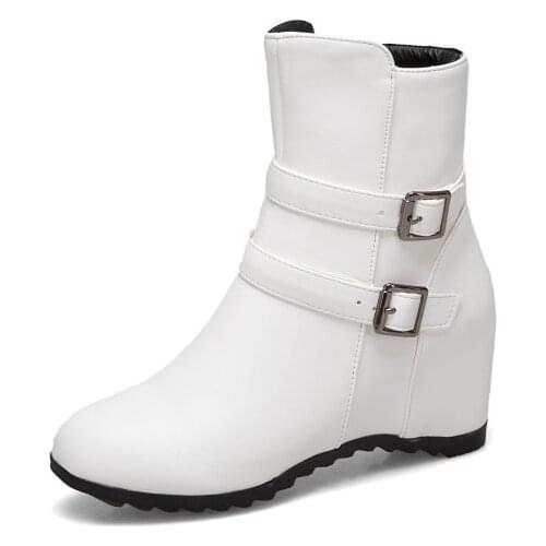 Big Size boots women shoes ankle boots for women ladies boots shoes woman winter Solid color round head side zipper