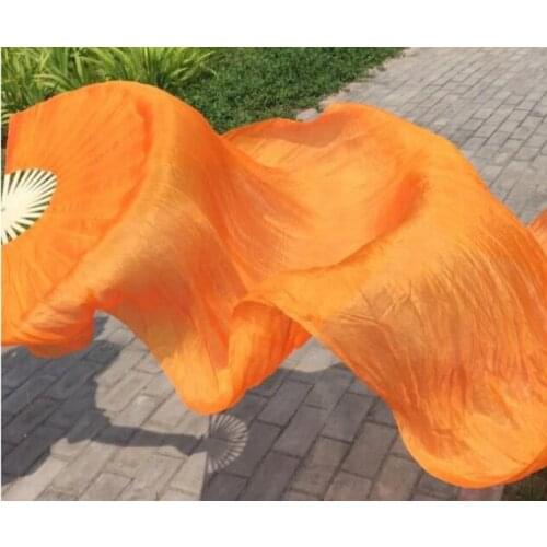 New 1.8M Hand Made Belly Dance Dancing Silk Bamboo Long Fans Veil Orange Assorted Plain Color