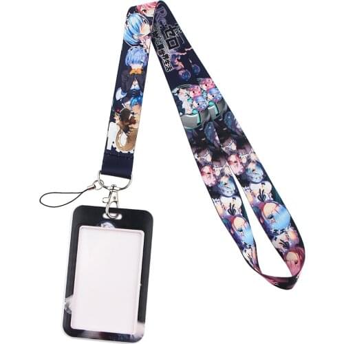 K2891 Kawaii Girl Keychain Anime Lanyards for Key ID Card Phone Straps Hanging Rope Lariat Student Badge Holder