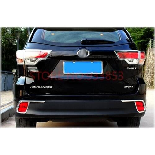 STYO Car ABS Chrome Rear Fog Light Lamp Cover Trims for Highlander 2015 2016 2017 2018