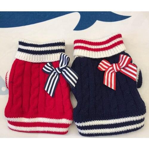 Small Dog Cat Knited Sweater Jumper with Bow Design Puppy Hoodie Winter Warm Clothes Apparel