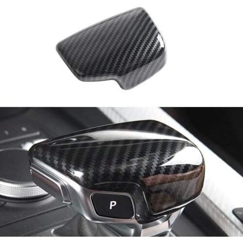 Car Styling Carbon Fiber Texture Interior Gear Shift Knob Head Cover Protective Trim For Audi A4 B9 A5 2017 2018 Q7 2016 - 2018
