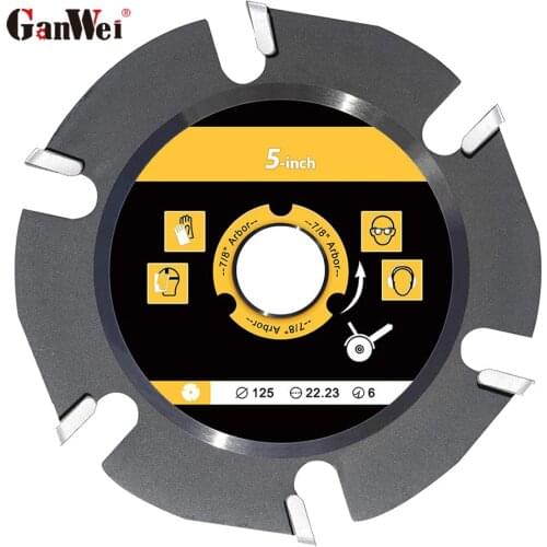 GanWei 6 Teeth 5 inch Angle Grinder Wood Cutting Wheel Saw Blade Carbide Shaping Disc for Wood Carving Sculpting Shaping Cutting