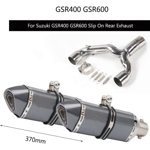 For Suzuki GSR400 GSR600 Exhaust Pipe Slip On Rear Exhaust Muffler Pipe Motorcycle Mid Link Pipe with Left Right Silencer 51 mm