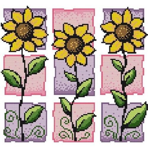Cross stitch Handmade 14CT Counted Canvas DIY,Cross-stitch kits,Embroidery Three small flowers-sunflower 31-29