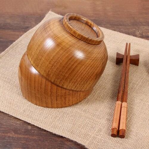 Japanese Style Sushi Rice Wooden Bowl For Kitchen Tableware Food Container Fruit Salad Noodle Rice Soup Wood Bowl Serving Tray