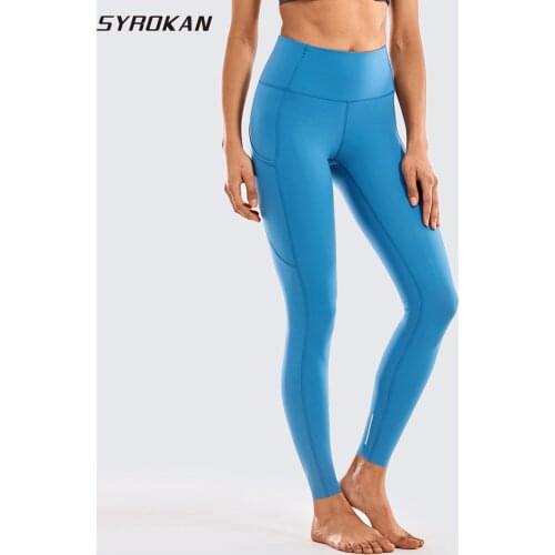 SYROKAN Womens Breathable Luxury High Waisted Yoga Pants with Pockets Athletic Leggings-28 inches