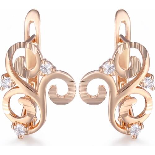 2020 Elegant Earrings For Women Embossed Cloud Shaped 585 Rose Gold Paved Clear Cubic Zirconia Fashion Jewelry Gifts DGE168