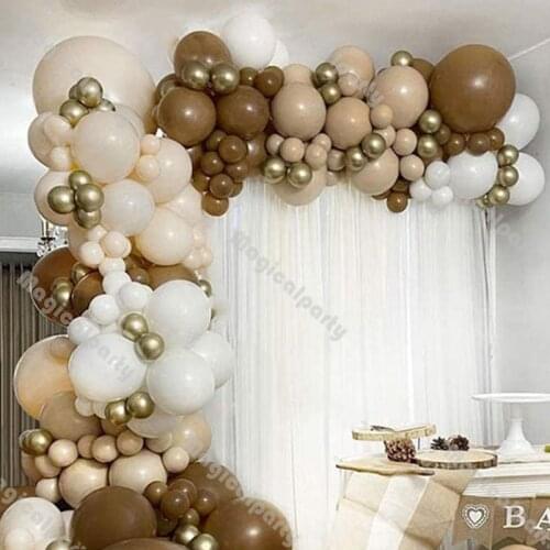 141pcs Doubled Cream Peach Apricot White Chrome Gold Balloon Garland Kit Baby Shower Gender Reveal Birthday Party Decorations