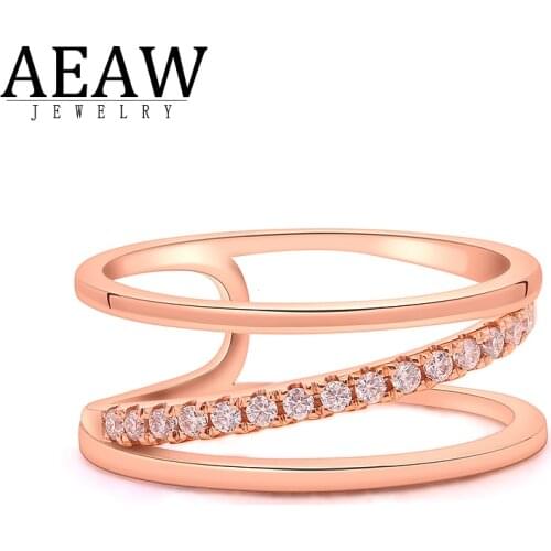 18k Rose Gold 0.15CTW Round Brilliant Cut Moissanite Band Beautiful Band for Women Gift Test Positive Moissanite Fine Ring
