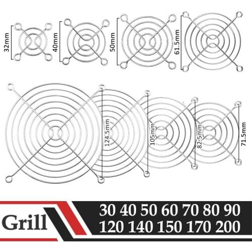 2Pcs Cooling Fan Guard Metal Grill 30mm 40mm 50mm 60mm 70mm 80mm 90mm 120mm 135mm 140mm 170mm 200mm Finger Guard Protective Net