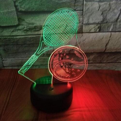 Tennis Racket 3d Nightlight Creative Colorful Touch Charging Led Stereo Gift 3D Lamp Christmas Gift Childrens Toys 3d Light