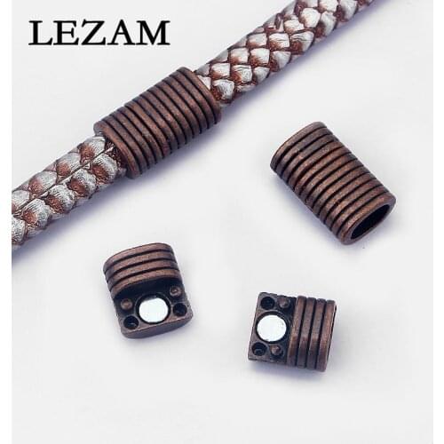5 Set 10*7mm Antique Copper Oval Strong Magnetic Clasp For Licorice Leather Cord DIY Jewelry Findings