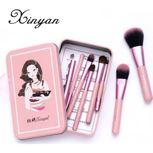 XINYAN New Makeup Brushes Set Powder Blending Eyeshadow With Bag Eyebrow Make Up Brush Wood Handle Cosmetics Beauty Tools 7pcs