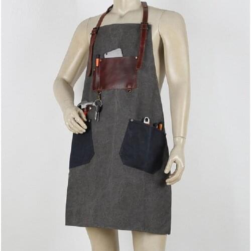 A024 New Craftsman Design Room Wash Apron Retro Wear Resistant Cotton Canvas Coffee Shop High Grade Work Color Contrast Apron