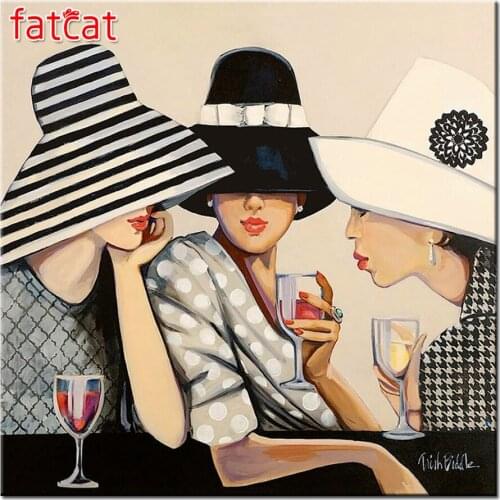 FATCAT 5D Diy Diamond Painting Abstract woman wine Diamond Embroidery Sale Full Square Round Drill Mosaic stickers decor AE2792