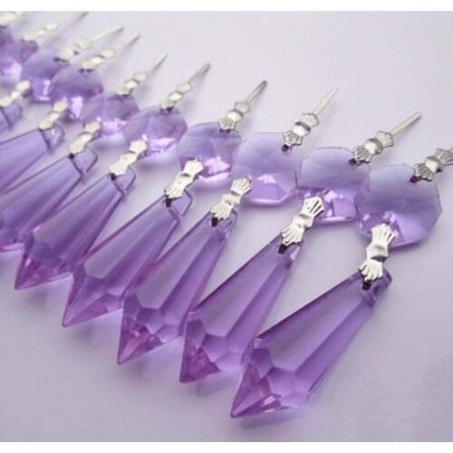 FREE FEDEX/DHL/UPS FAST Delivery--AAA Top Quality 380pcs purple 38*14mm Chandelier Glass Crystal Prism Beads Holiday Ornaments