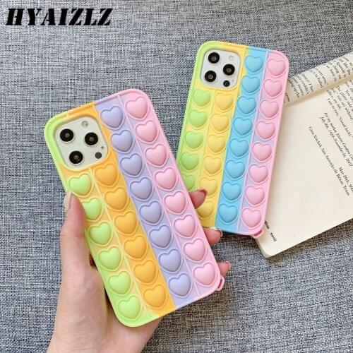 Phone Cases for iPhone 12 11 Pro Max XS XR SE 2020 7 8 Plus Soft Silicone Back Cover Stress Reliever Love Heart Shockproof Coque