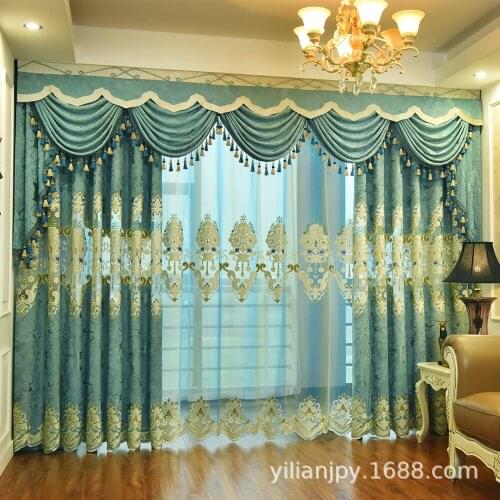 Europe elegant curtain embroidered cloth curtain villa living room bedroom curtains
