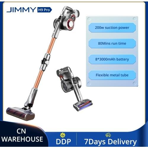 CN DDP 2021 JIMMY H9 Pro Cordless Handheld Vacuum Cleaner 24KPa 200AW Strong Suction 80 mins Run time LED Display Dust Cleaner