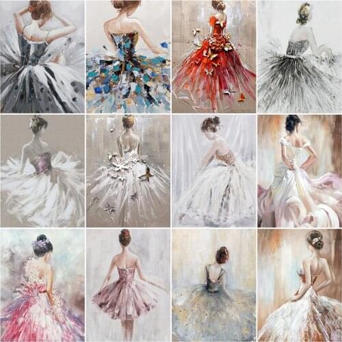 AZQSD Oil Painting By Number Ballet Woman Handpainted Modern Wall Diy Picture By Numbers Portrait Handmade Room Decoration