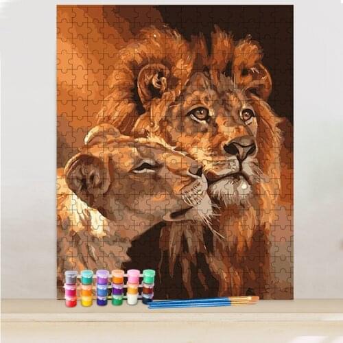 GATYZTORY DIY Painting By Numbers Jigsaw Puzzle Leopard Lion Canvas Drawing For Adult Animal Handpainted Gift Home Wall Art