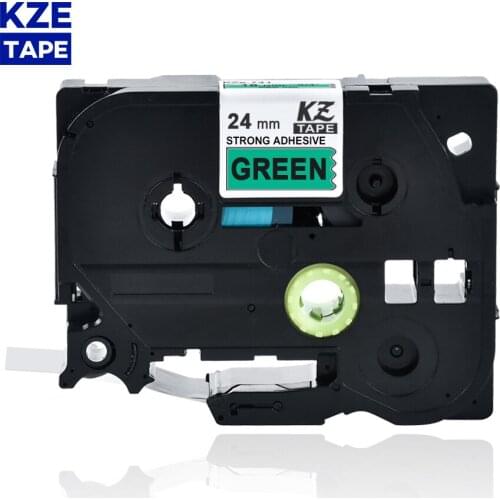 24mm TzeS751 Black on Green Laminated Label Tape strong adhesive label tapes Tze-S751 Tze S751 tze s751 stze-751 for P-touch PT
