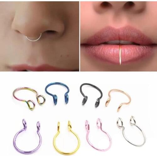 1pcs U Shaped Fake Nose Ring Hoop Septum Rings Stainless Steel Nose Piercing Fake Piercing Oreja Pircing Jewelry