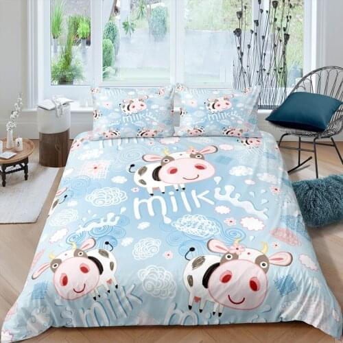 Home Living Luxury 3D Milk Bedding Set Duvet Cover Set Pillowcase Kids Bedding Set Queen and King EU/US/AU/UK Size
