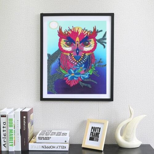 5D Diamond Painting Kit Owl on Tree Partial Drill Special Shaped Crystal Rhinestone Pictures Arts Craft for Adult&Kid Home Decor