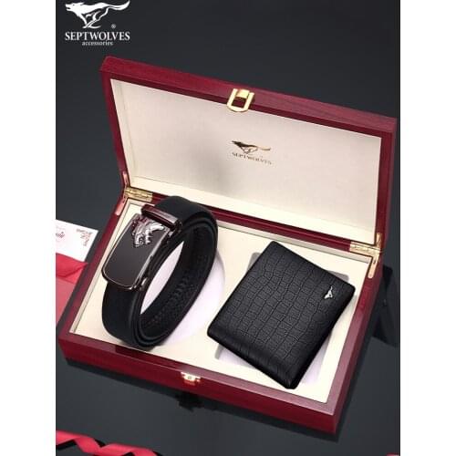 Mens Leather Belt Wallet Set Customized High-End Gift Box Belt Boyfriend Genuine Leather Birthday Gift belts mens belt
