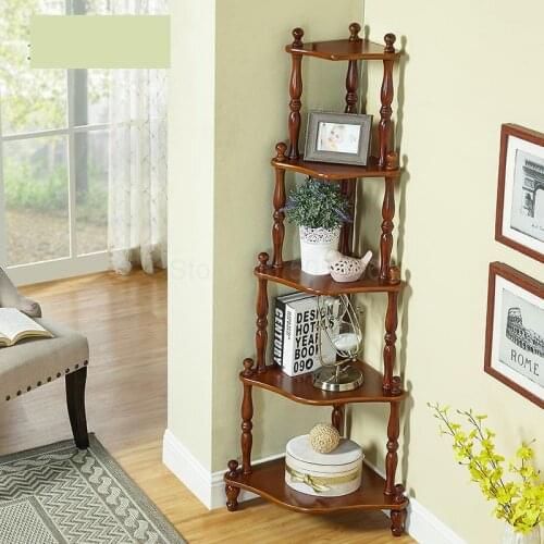 Bedroom corner frame floor bookcase living room corner frame shelf flower rack trapezoidal simple solid wood storage rack