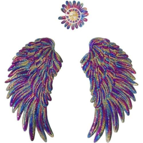 50pcs/Lot Embroidery Patches Letters Clothing Decoration Accessories Colorful Wings Sun Flower Diy Iron Heat Transfer Applique