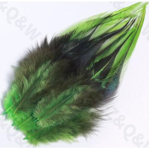 Natural 5-6 inches (12-15CM) silver tip feathers dyed fruit green 100PCS DIY craft jewelry earrings decoration accessories