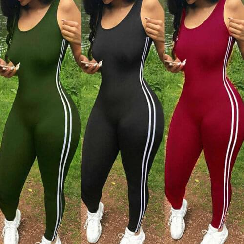 2020 New Yoga Sports Fashion Women Sleeveless Slim Jumpsuit Long Letters Bodycon Pants Casual Sheath Ladies Romper