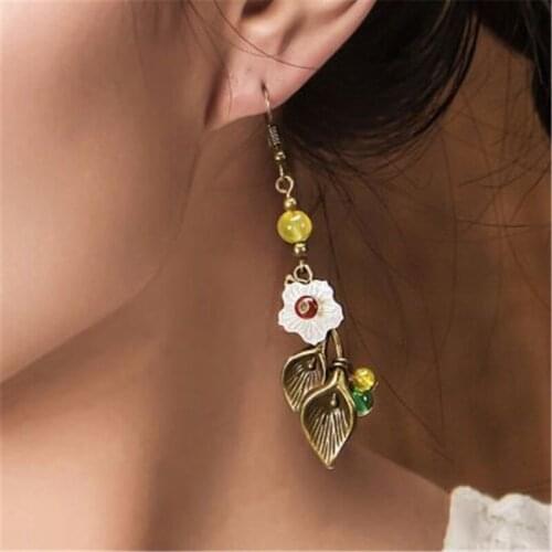 New arrival women earring leaves pendant features dangler vintage jewelry accessories wholesale retail drop earrings D144