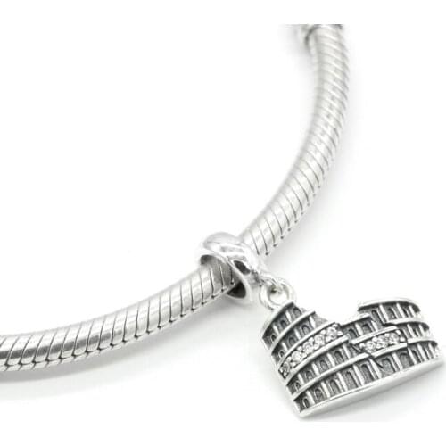 925 sterling silver pendant charm with transparent CZ Fit original charm bracelet bracelet jewelry making