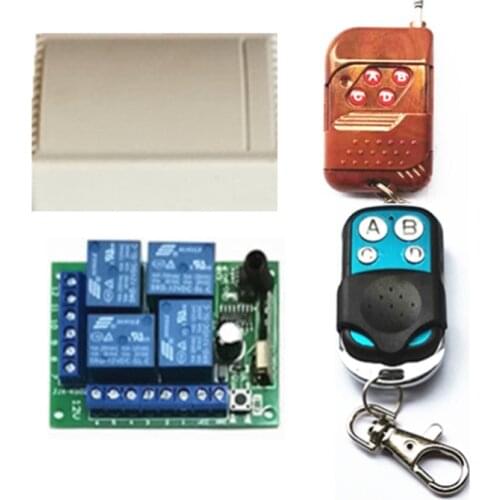 433Mhz Universal Wireless Remote Control Switch DC12V 4CH Relay Receiver Module With 4 Channel RF Remote Control 433 Mhz1527 Lea