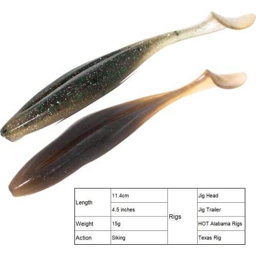 Fishing Lures Jerk Shad Bait Soft Plastic Swimbait for Bass 11.4cm 15g 6pcs Rubber Bait Spin fishing Soft Fishing Lures
