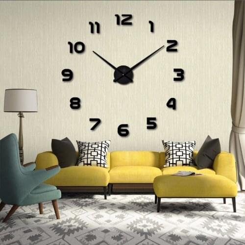 DIY Wall Mute Clock 3D Mirror Surface Sticker Home Office Decor English Letters Acrylic And EVA Foam Wall Clock